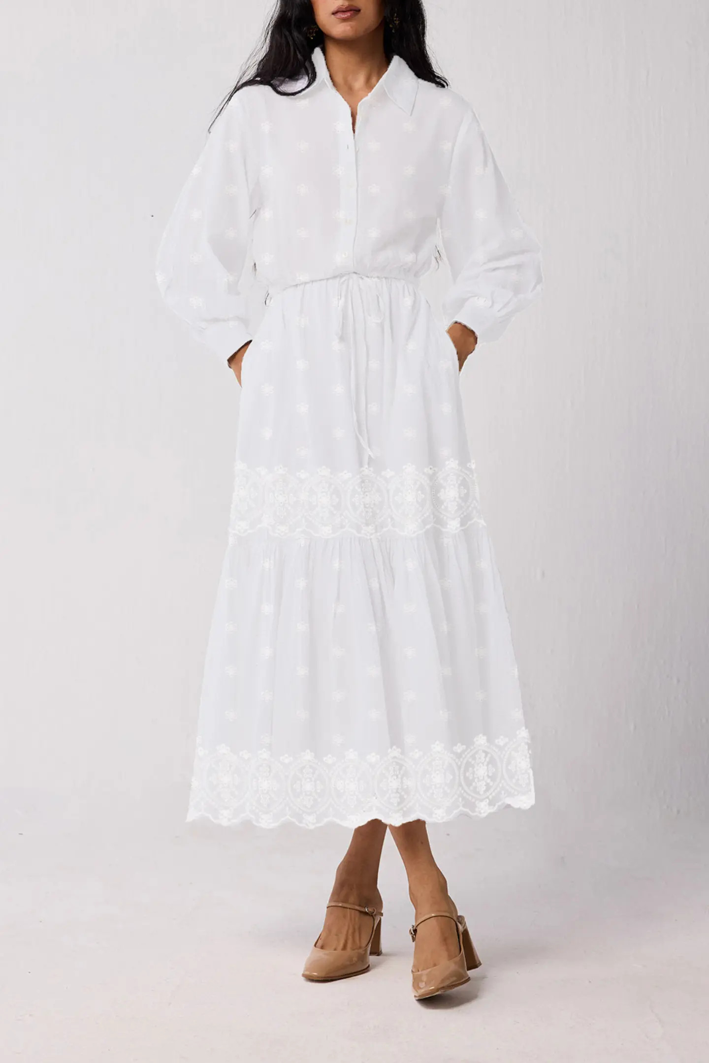Reistor Flowing Tiered Maxi Dress in White at Nordstrom, Size X-Small | Nordstrom