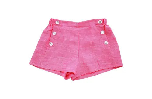 Busy Bees Sailor Button Shorts in Pink Chambray at Nordstrom, Size 12 | Nordstrom