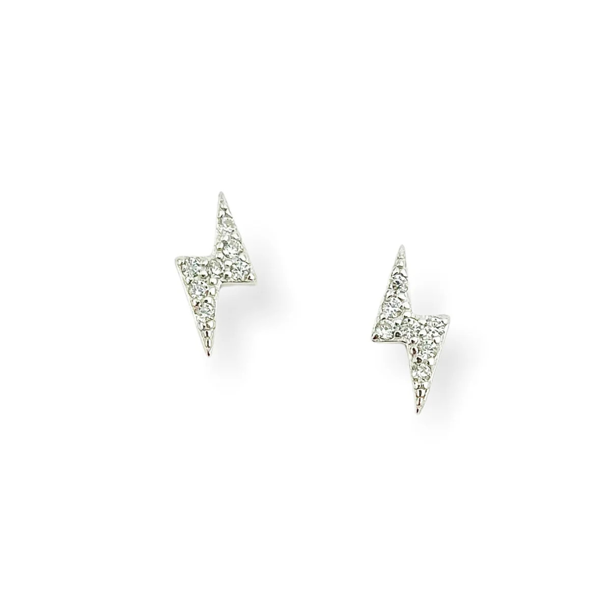 Crystal Lightning Bolt Sterling Studs in Silver | Flaire & Co.