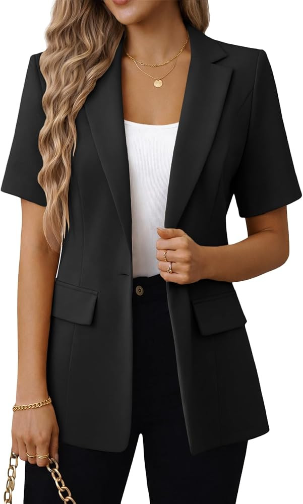 Mina Self 2026 Summer Women's Short Sleeve Blazer Jacket - Open Front Lightweight Breathable Full... | Amazon (US)