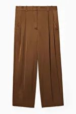 WIDE-LEG PLEATED SATIN TROUSERS - BROWN - COS | COS UK