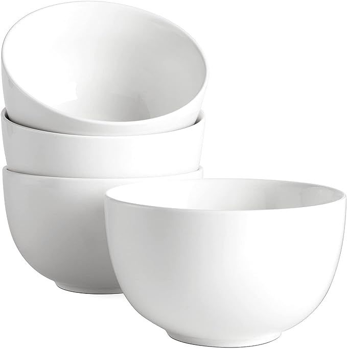 DOWAN Deep Soup Bowls, 30 Ounces White Cereal Bowl for Oatmeal, Ceramic Ramen Bowls for Noodle, P... | Amazon (US)