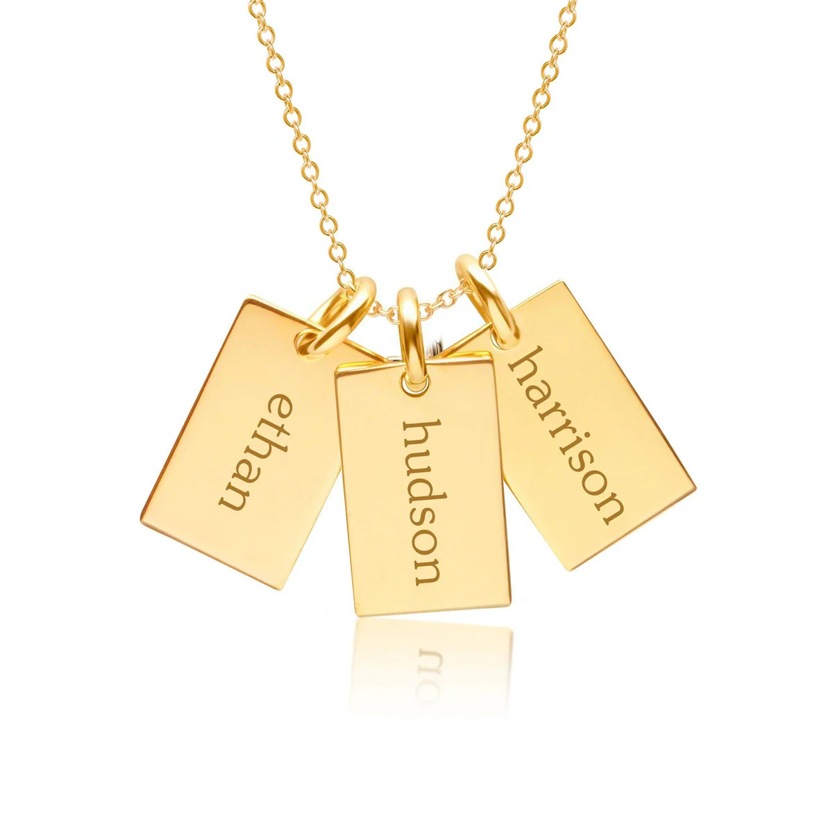 Gold Mini Dog Tag Necklace - 3 Names | Tiny Tags