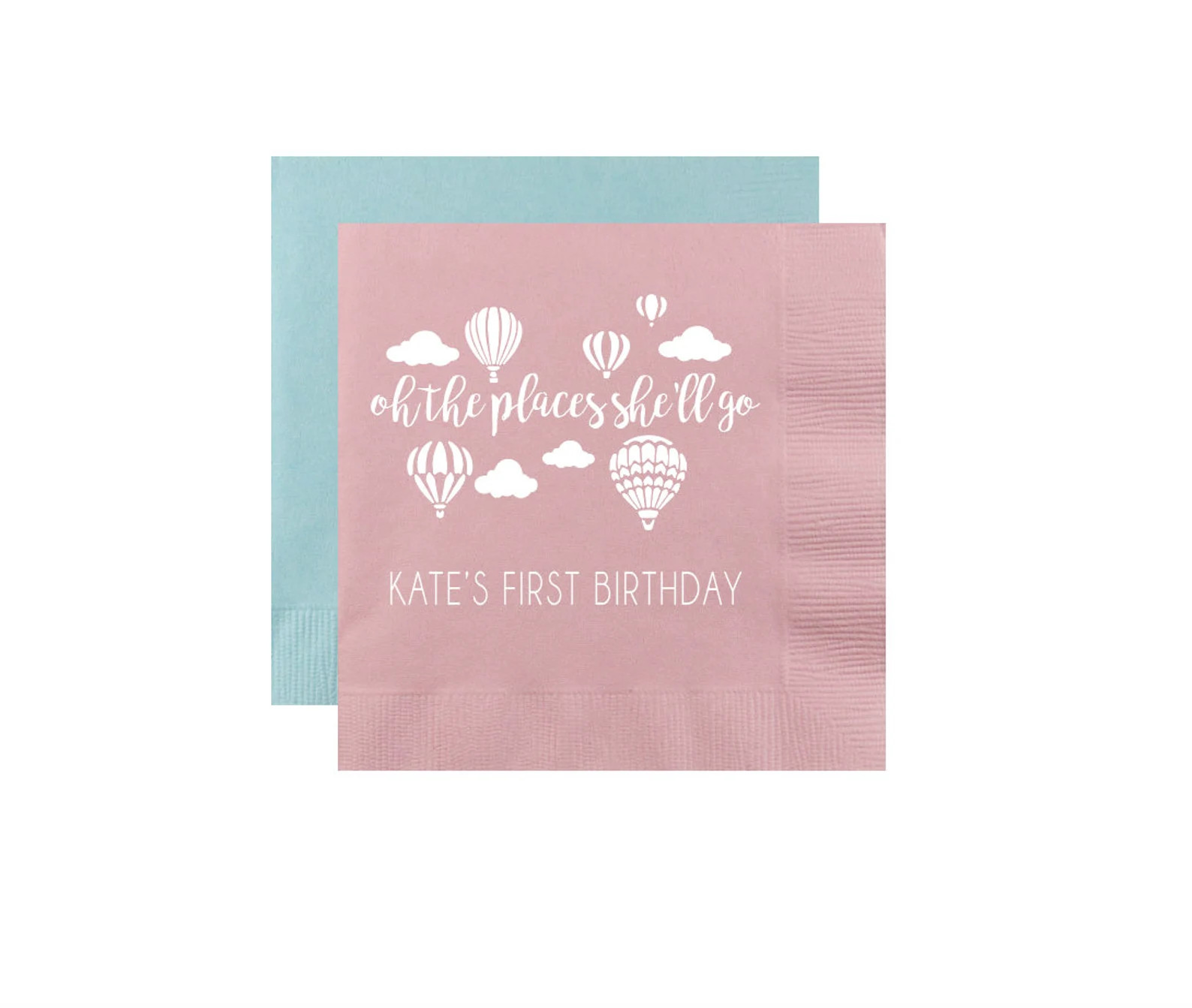 Oh the places napkins, Oh the places she'll go, Oh the places shower theme, Personalized first bi... | Etsy (US)