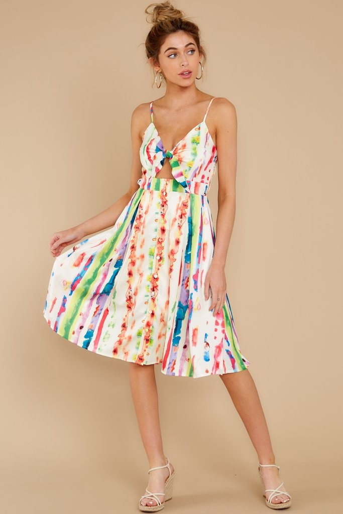 Creative Vibe Pink Multi Midi Dress | Red Dress 