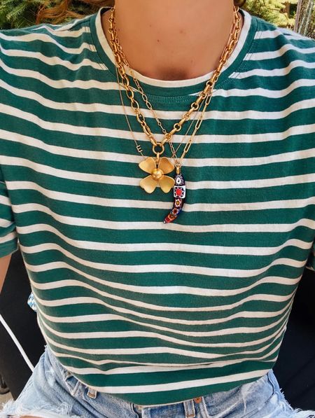 Gold necklace, gold charm, necklace stack, summer necklace stack, summer necklace 

#LTKSeasonal #LTKFestival #LTKover40