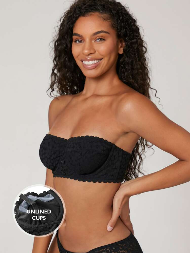 Luvlette Lace Strapless Unlined Balconette Bra | SHEIN