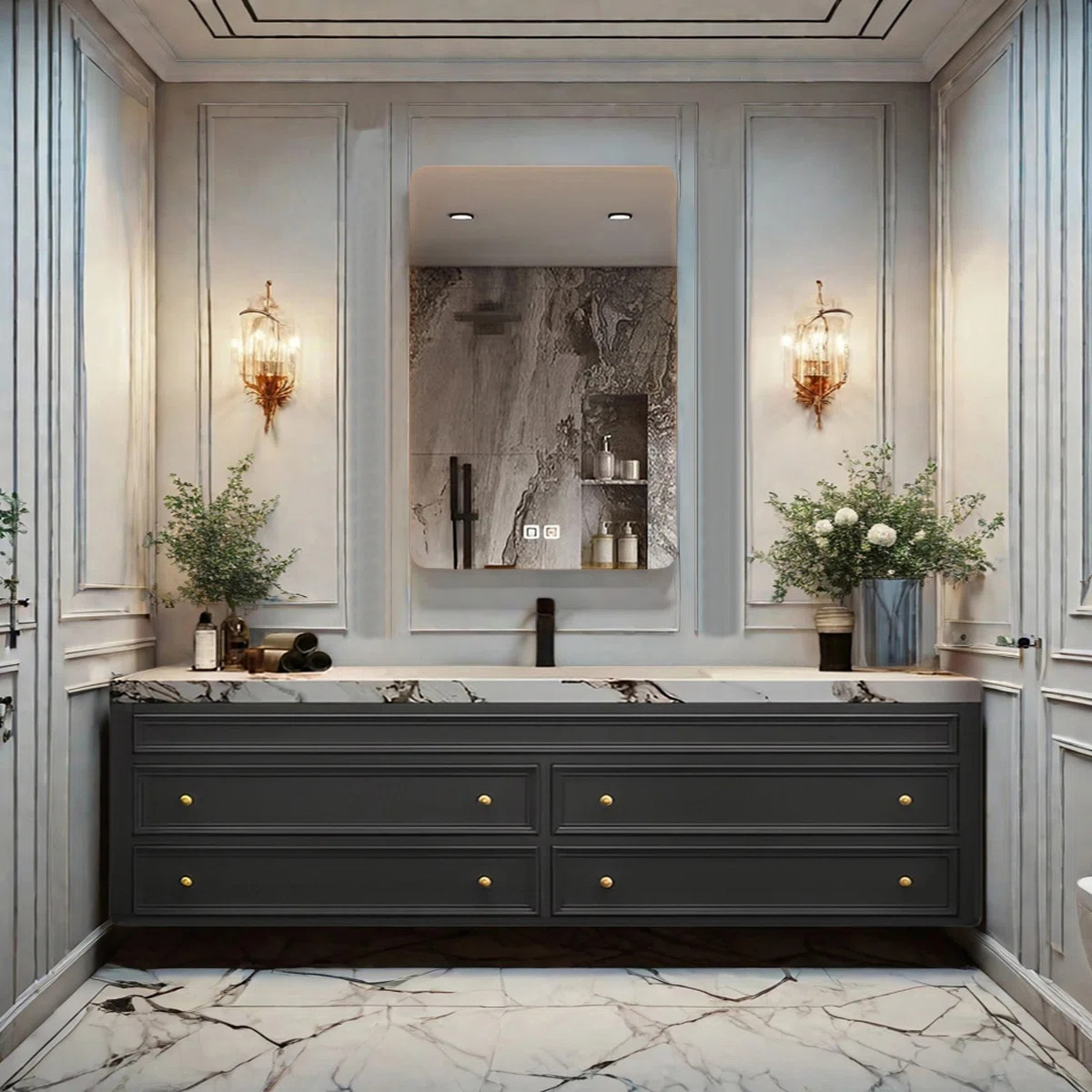French modern rock plate bathroom cabinet | Wayfair North America