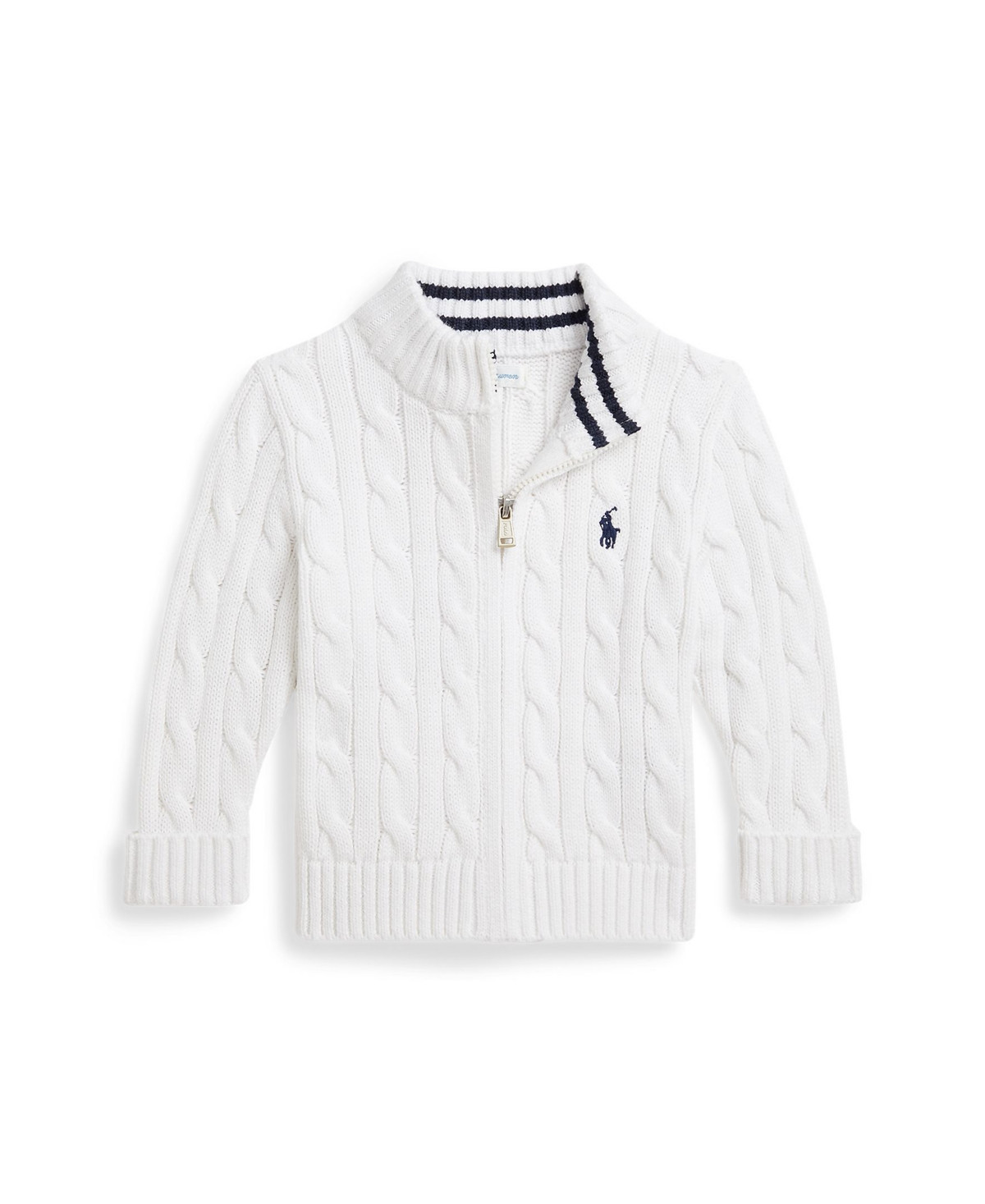 Polo Ralph Lauren Baby Boys Cable Full-Zip Sweater - White | Macy's