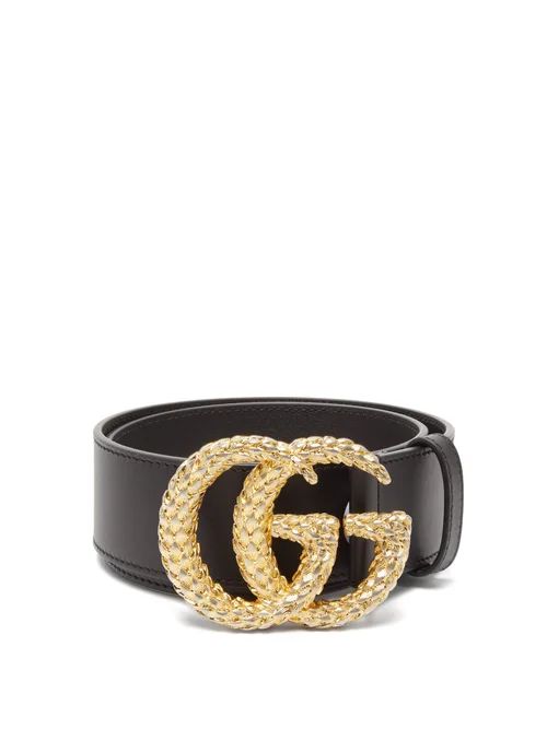 Gucci - GG Wheat-effect Logo Wide Leather Belt - Womens - Black | Matches (US)