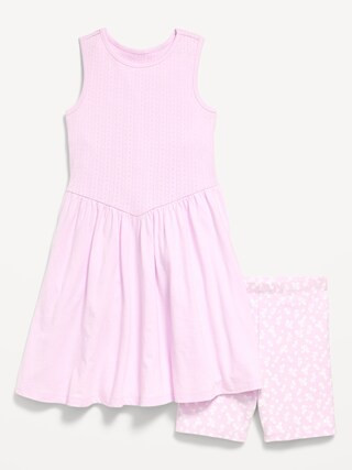 Sleeveless Fit and Flare Dress & Biker Shorts Set for Girls | Old Navy (US)