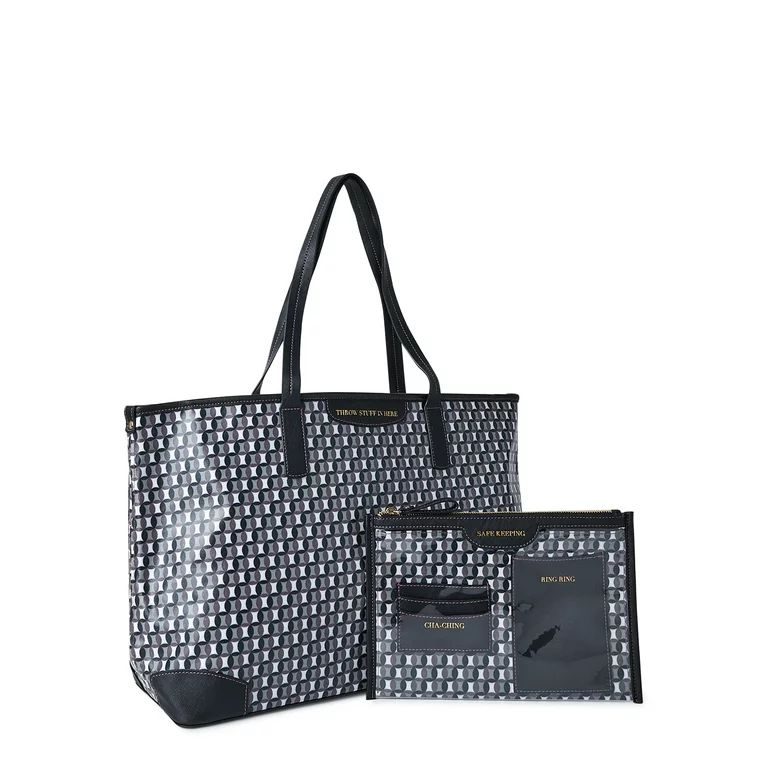 Time and Tru Women’s Sustainable Signature Tote and Pouch Set, 2-Piece | Walmart (US)