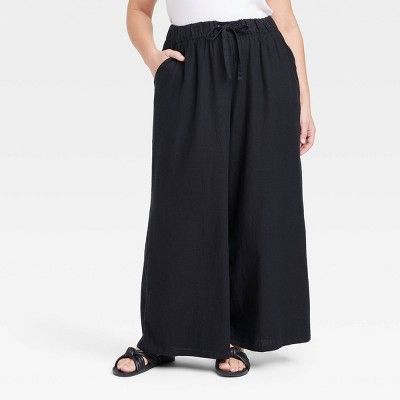 Women's High-Rise Wide Leg Linen Pull-On Pants - Ava & Viv™ | Target