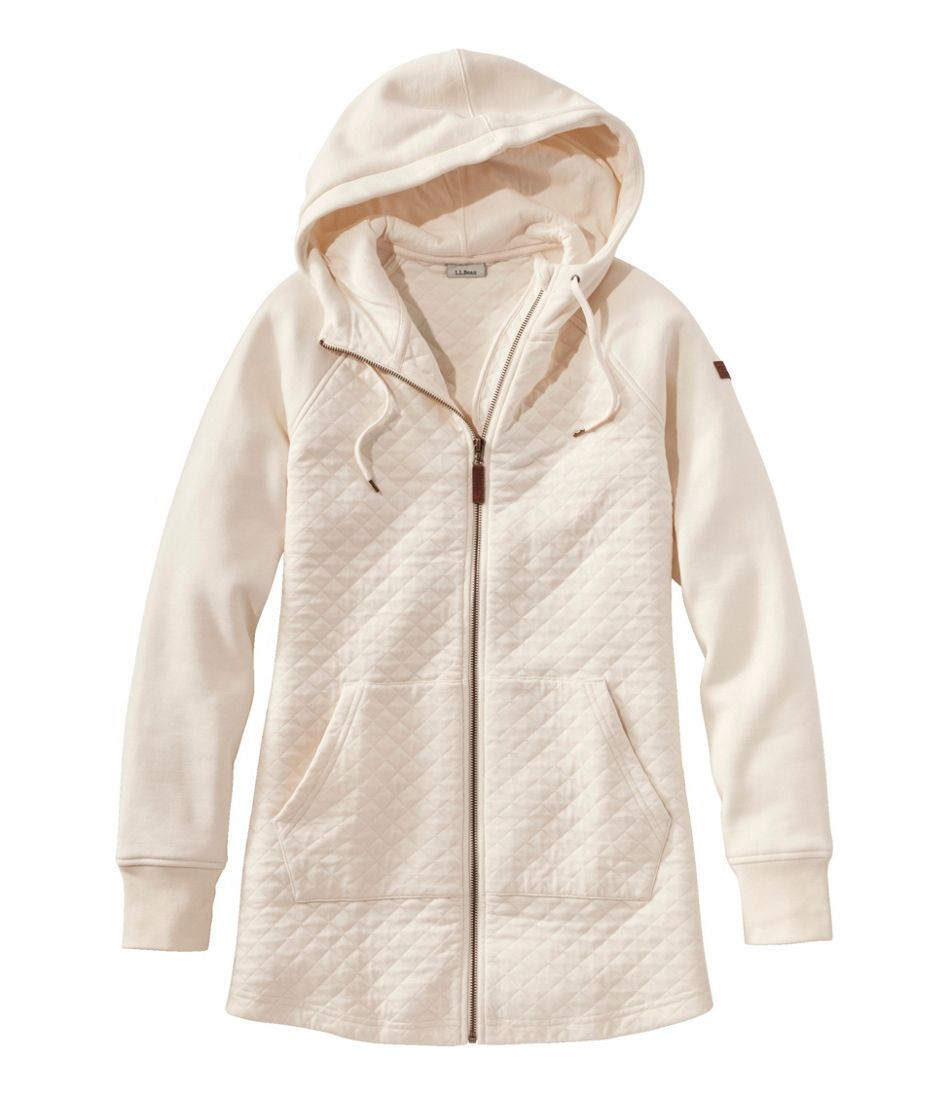 Women's Quilted Sweatshirt, Full-Zip Hooded Long Jacket | L.L. Bean