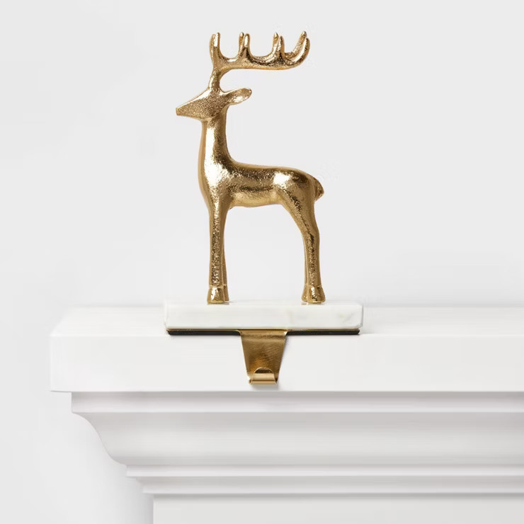Metal Reindeer with Marble Base Christmas Stocking Holder Gold - Wondershop™ | Target