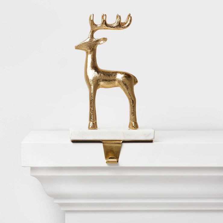 Metal Reindeer with Marble Base Christmas Stocking Holder Gold - Wondershop&#8482; | Target