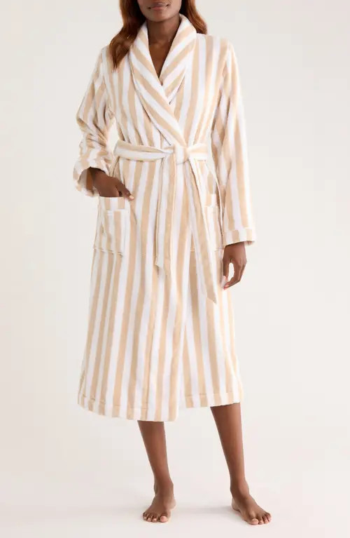 Nordstrom Stripe Hydrocotton Terry Robe in Beige Smoke Stripe at Nordstrom, Size Large | Nordstrom