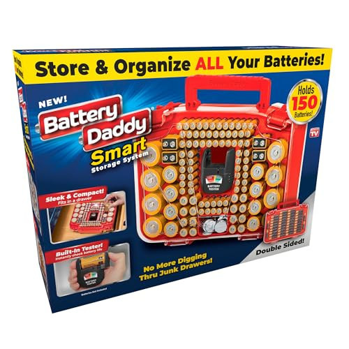 Ontel Battery Daddy Smart - Battery Organizer Storage Case with Tester, Stores & Protects Up to 150 Batteries, Clear Locking Lid, As Seen On TV, Smart - 150 Batteries (BADAS-MC4) | Amazon (US)
