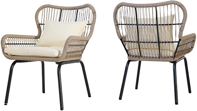 Christopher Knight Home Karen Outdoor Club Chairs, Steel and Rope, Water-Resistant Cushions, Boho... | Amazon (US)