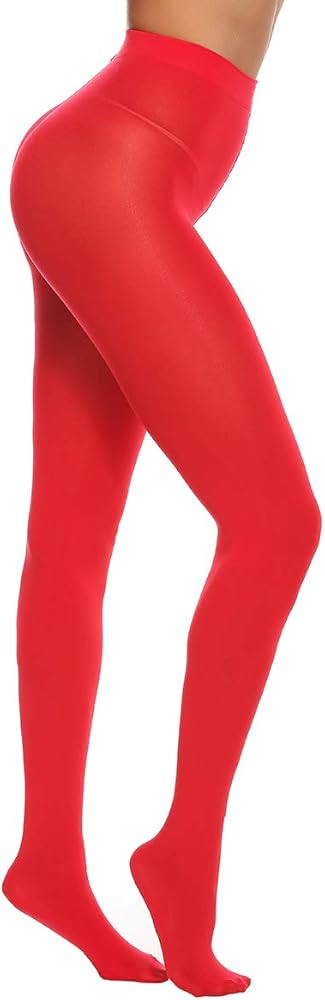 MANZI Tights for Women Solid Color Pantyhose Colored Semi Opaque Footed Tights Soft Stretch High ... | Amazon (US)