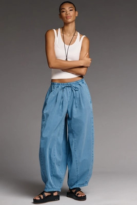 Pilcro Rena Cotton Linen Balloon Pants | Anthropologie (US)