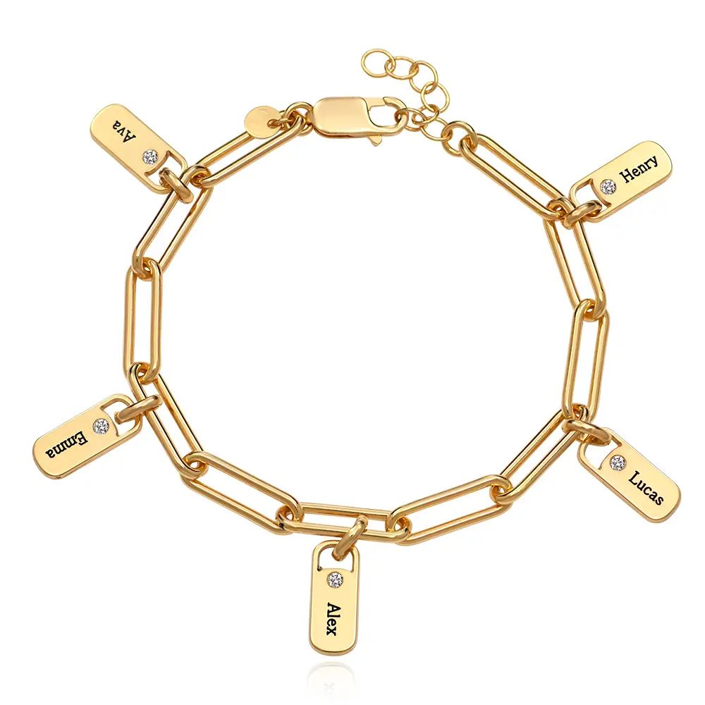 Rory Chain Link Bracelet with Custom Charms & Diamonds in 18K Gold Vermeil | MYKA