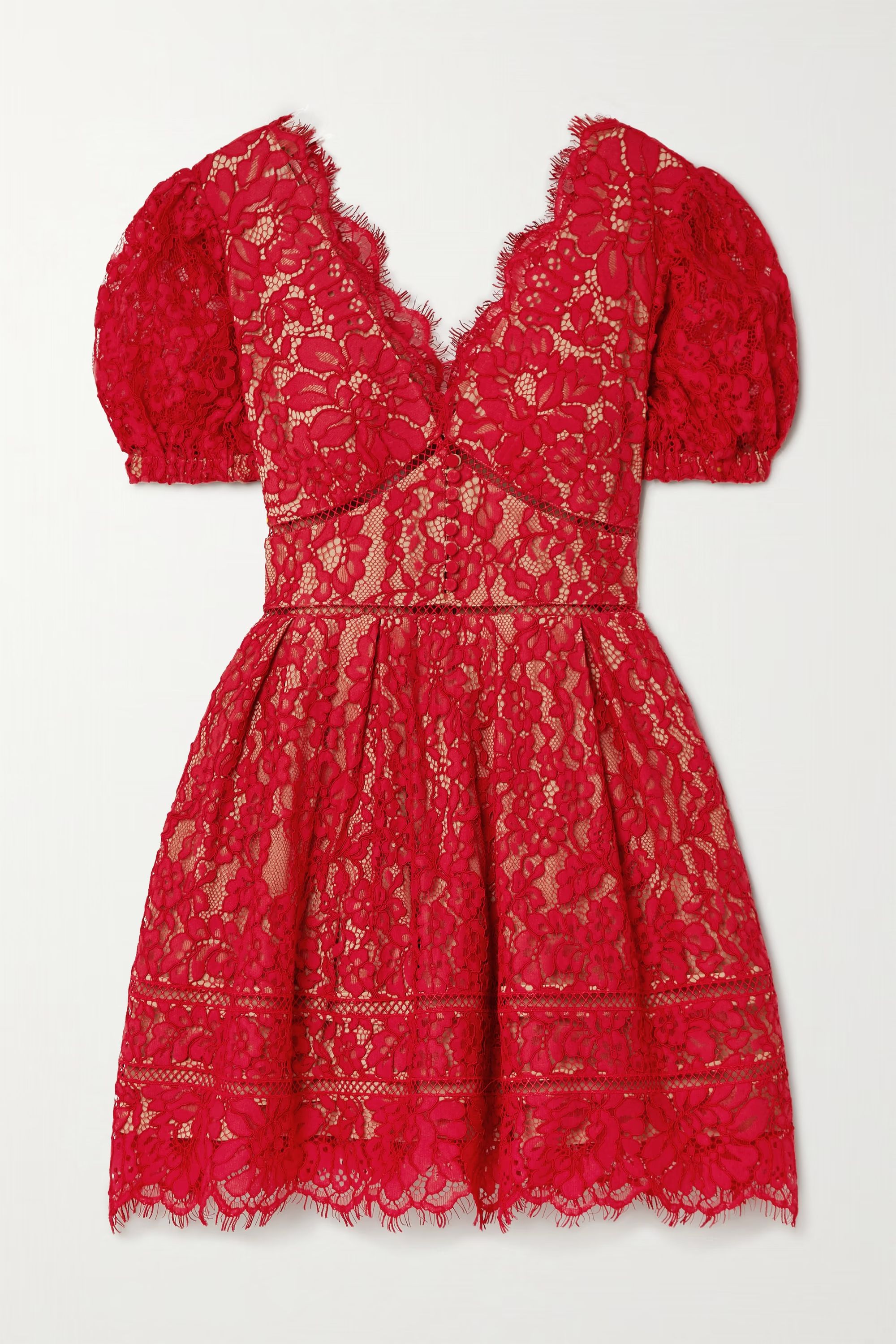 Crochet-trimmed cotton-blend corded lace mini dress | NET-A-PORTER (US)