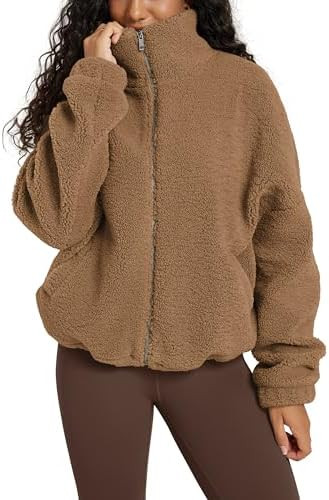 ODODOS Women's Sherpa Fleece Full-Zip Jacket Long Sleeve Coat Soft Warm Cinchable Outerwear with ... | Amazon (US)