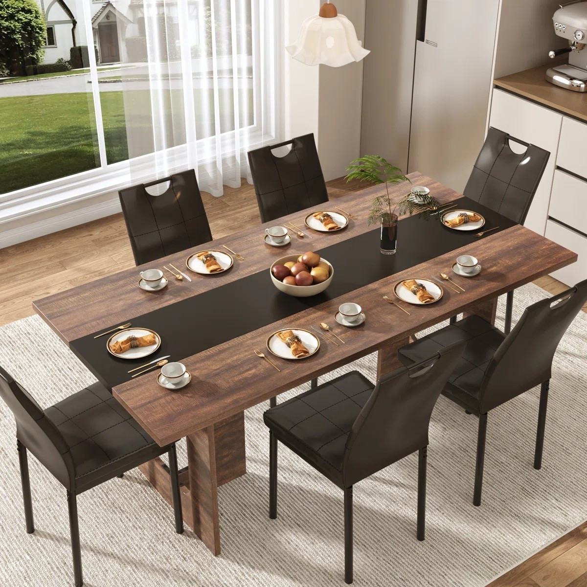 7 Pieces Dining Table & Chairs Set, 71" Rectangle Dining Table With Wooden-Leg, Kitchen Table with 6 Chairs For Dining Room, Living Room, Restarant, Or Canteen

#LTKMidsize #LTKTall #LTKPlusSize