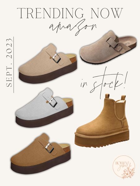 Trending now - fall shoe FAVES🍂🤘🏼chunky platforms, clogs, lots of warm tones! 

Birkenstock / amazon finds / ugg / style inspo / neutrals / warm / cozy / winter shoes / flats / dupes / affordable / papillo / boots / prime 

#LTKxPrime #LTKshoecrush #LTKfindsunder100