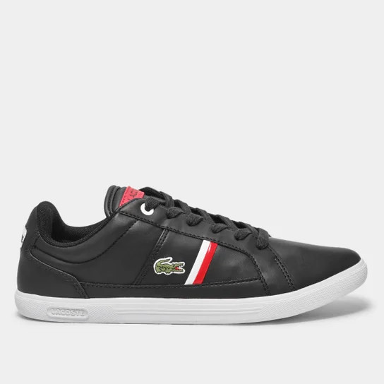 Tênis Couro Lacoste Europa Masculino - Preto+Branco | Netshoes (BR)