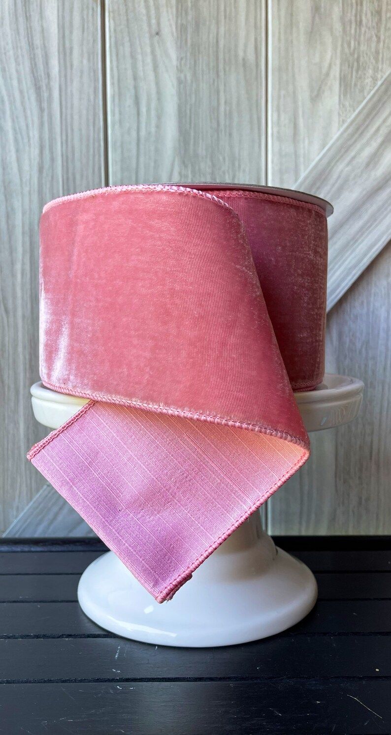 Read the full title
    10 yards, 4 Inch Wire Ribbon, Velvet Wired Ribbon, Velvet Pink Ribbon, Pi... | Etsy (US)