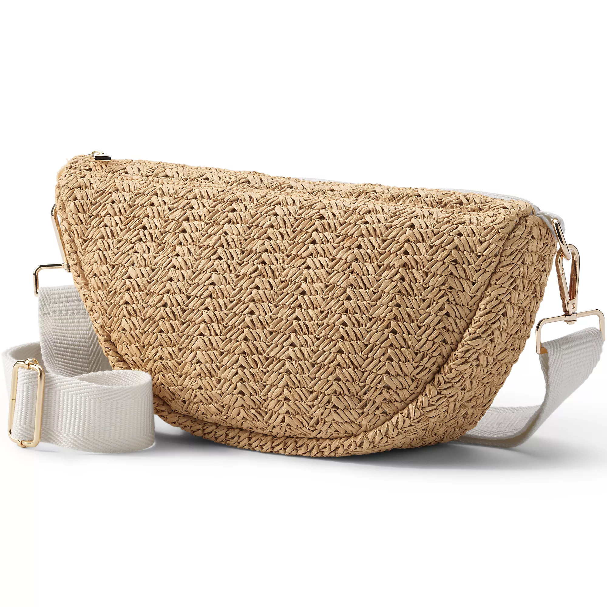 Straw Crescent Crossbody Bag | Lands' End (US)