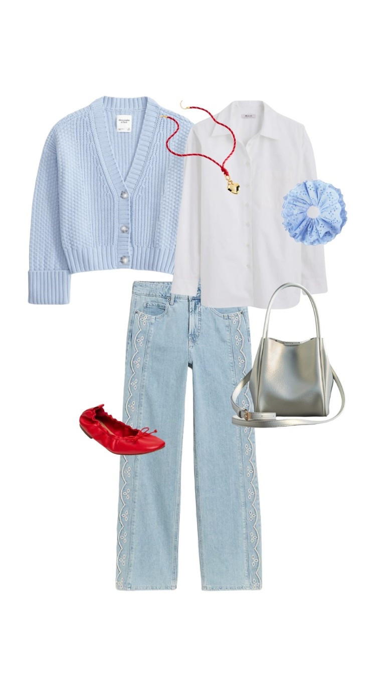 I love red and blue together like this! Cute pop of red for Valentine’s Day 

#LTKWorkwear #LTKSeasonal #LTKValentine