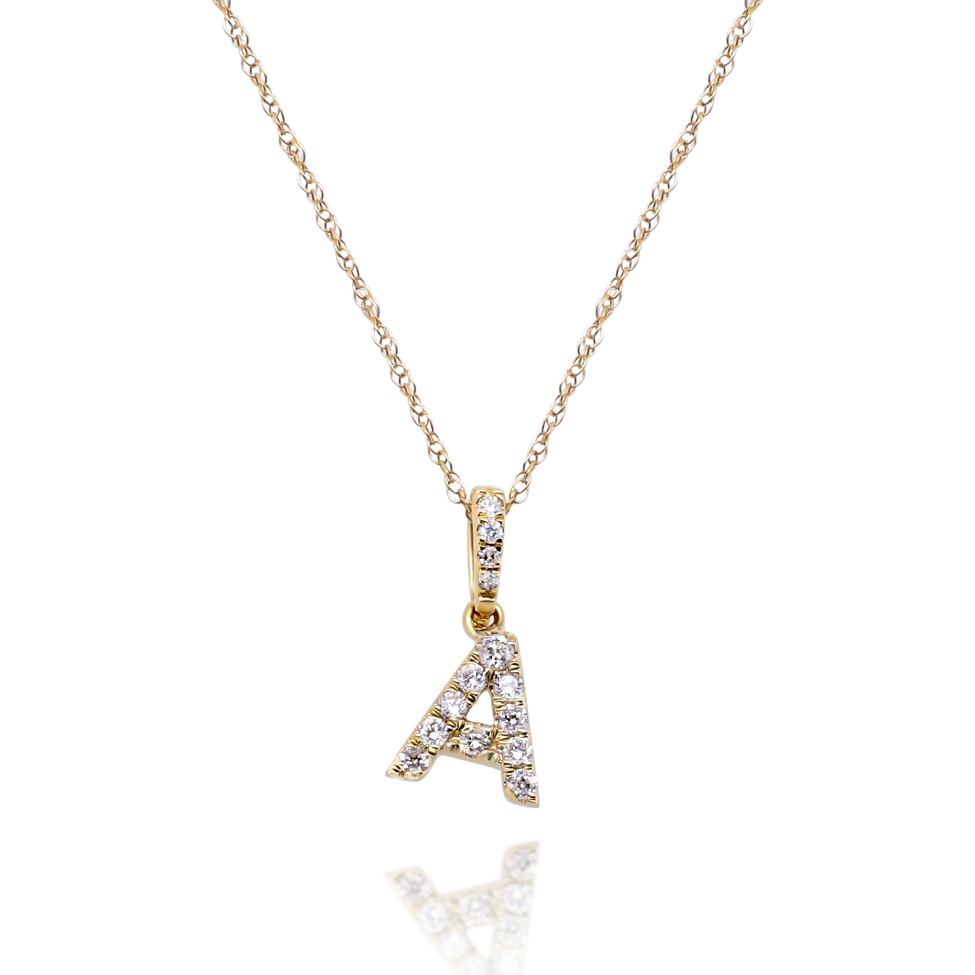 Diamond A Initial Pendant in 10K Yellow Gold (1/10 ct. tw.) | Helzberg Diamonds