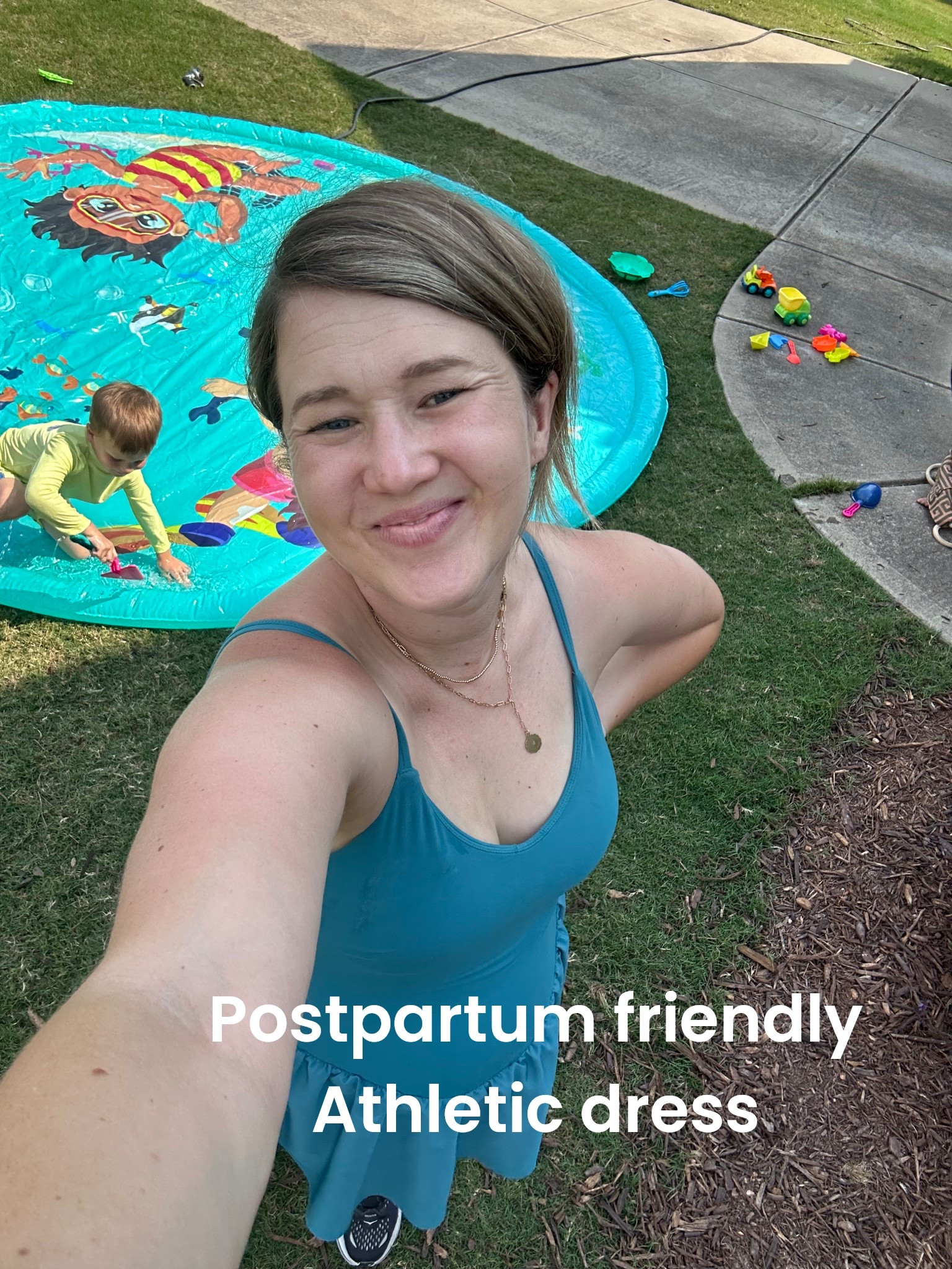 Postpartum friendly athletic dress sized up to medium! 

#LTKActive #LTKFindsUnder50 #LTKSummerEdit