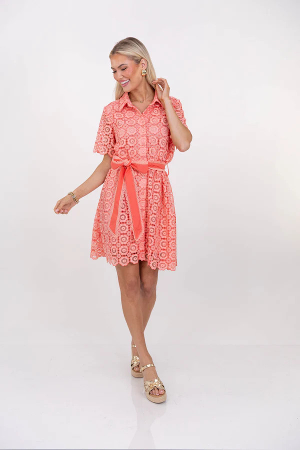 All Is Well Peach Lace Dress | The Mint Julep Boutique