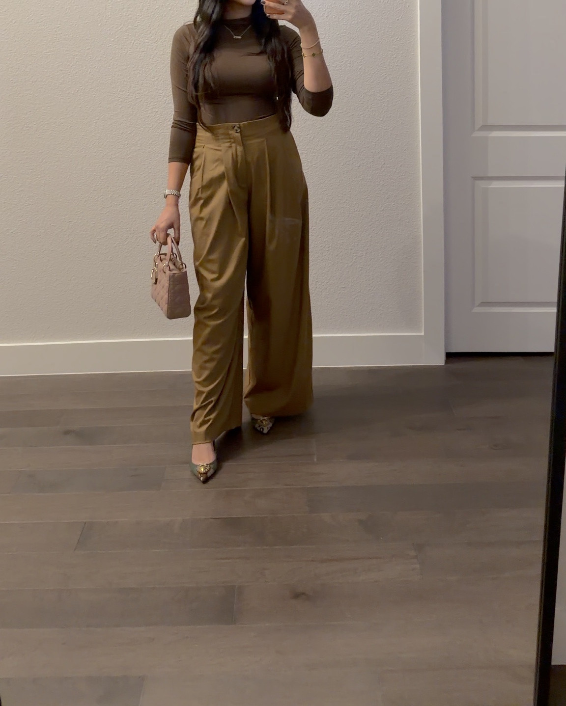 Birthday dinner in neutrals 🤍 Simple, chic, and always in style. Pants from JLUX (tall girl friendly), paired with a Lady Dior bag and Dolce and Gabbana pointed heels 

#LTKTall #LTKBeauty #LTKmomlife