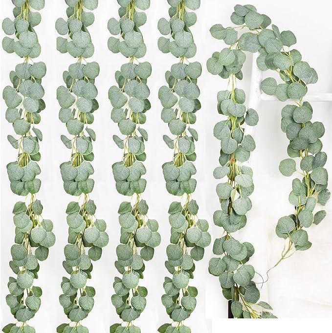 DearHouse 5pc Artificial Eucalyptus Garland Faux Silk Eucalyptus Leaves Vines Handmade Garland Gr... | Amazon (US)