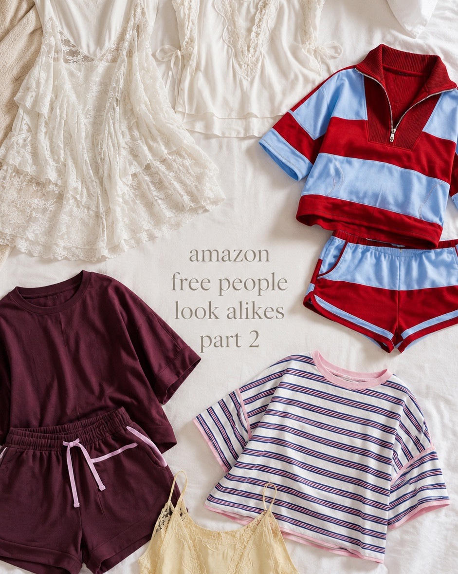 amazon free people look alikes part 2 🤍✨ found the cutest fp-inspired amazon pieces that give that effortless, beachy, boutique-looking vibe for less. obsessed with the lace details, sporty sets, oversized stripes, and comfy pieces that still look so put together. perfect for coffee runs, errands, vacation, class, or casual summer outfits. comment “fp” and i’ll send the links 🫶

#amazonfinds #amazonfashion #freepeopleinspired #freepeopledupe #fpdupe #amazondupes #amazonlookalikes #boutiquefinds #comfyoutfits #casualoutfits #coffeerunoutfit #collegegirlstyle #ltkfinds #affordablefashion

#LTKootd #LTKgrwm #LTKSaleAlert