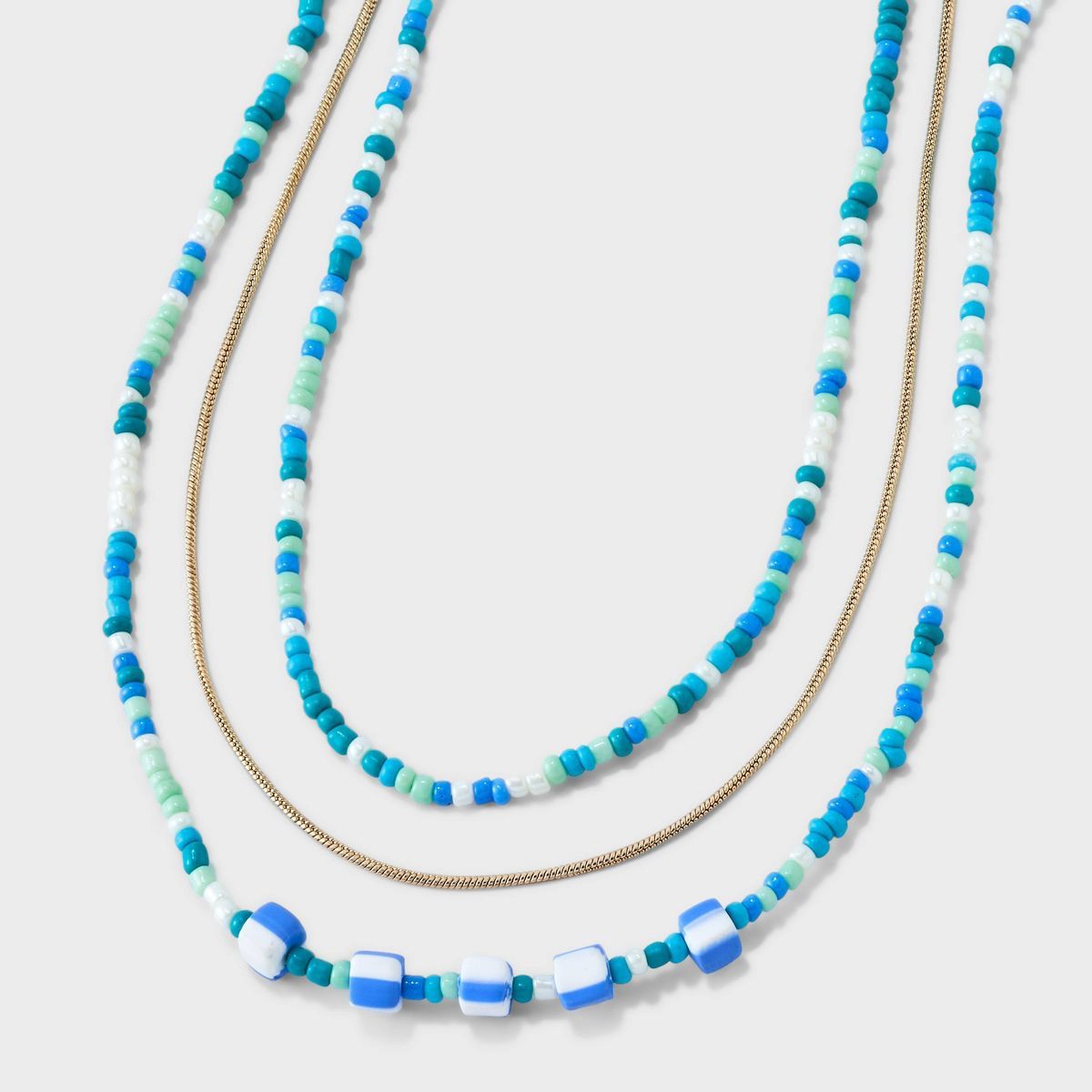 Mini Beaded and Disc Charm Layer Necklace - Universal Thread™ Blue | Target
