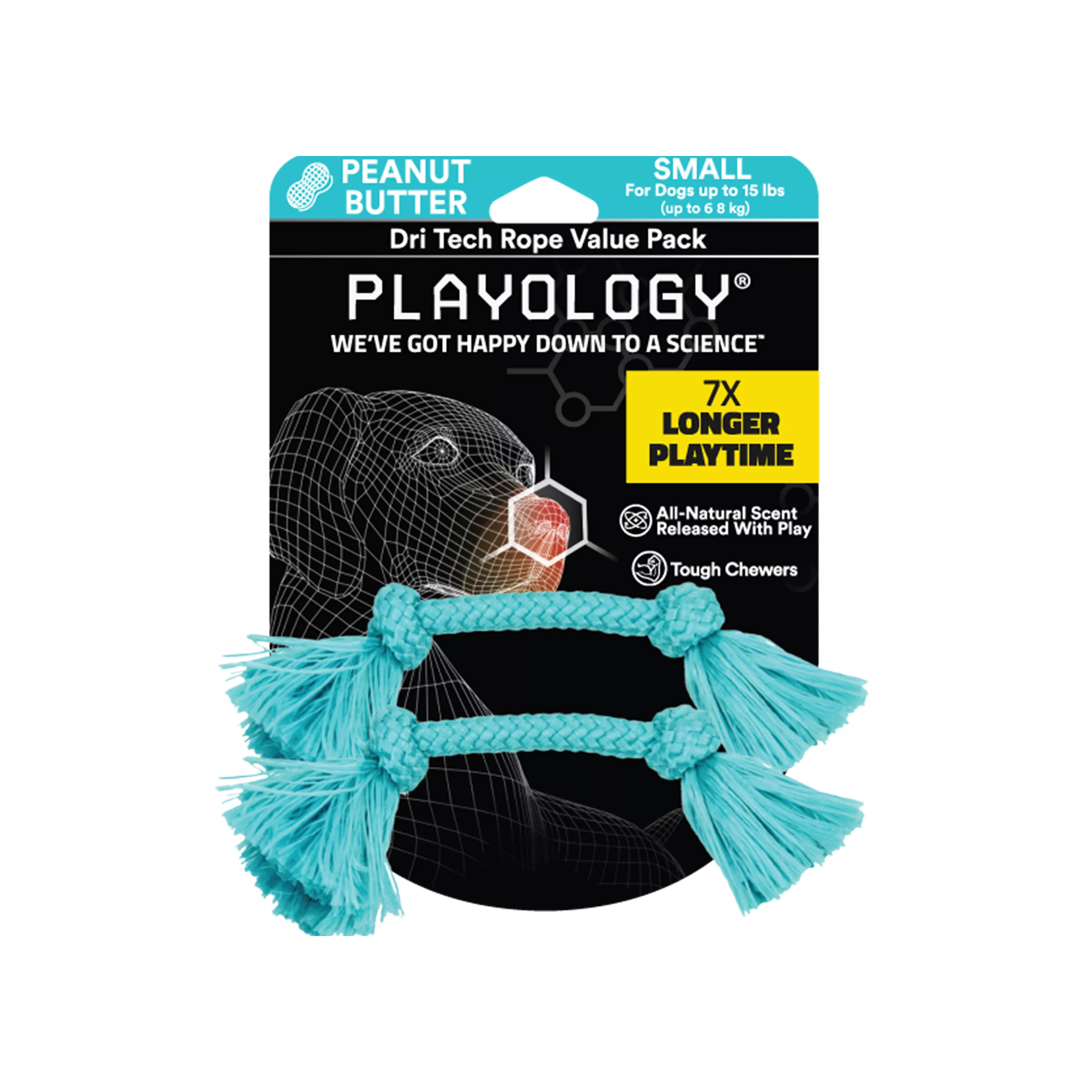 Playology Dri Tech Rope Dog Toy, Peanut Butter Flavored 2 Count | PetSmart