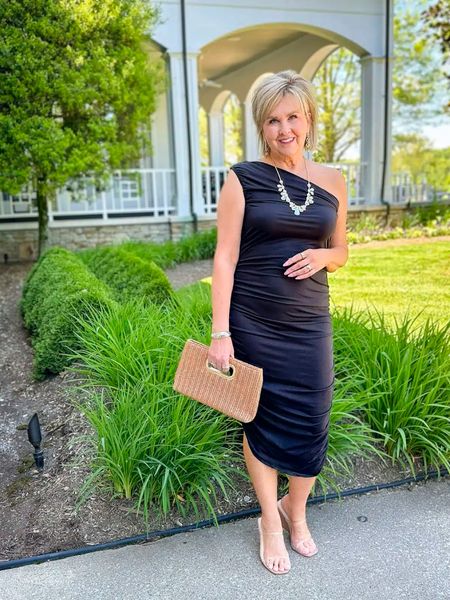 Womens Black Ruched Dress Size Large | Women’s Clutch for Summer | Statement Necklace | Black Tie | Wedding Guest | Graduation 

#LTKOver40 #LTKStyleTip #LTKWorkwear