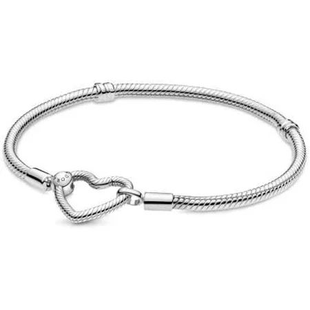 Snake chain sterling silver bracelet with hea | Walmart (US)
