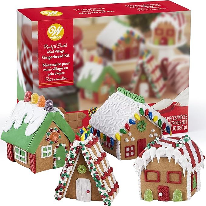 Gingerbread House Kit, Christmas Mini Village Set. Build It Yourself Kit - Includes 4 Sets Of Hou... | Amazon (US)