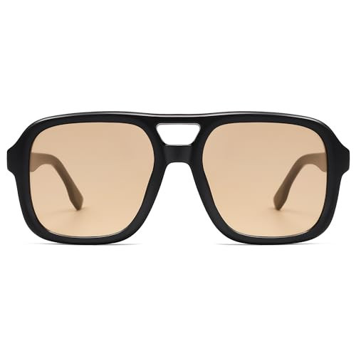 SOJOS Retro Aviator Sunglasses For Women Men Square Womens Square Sun Glasses SJ2355,Black Orange | Amazon (US)