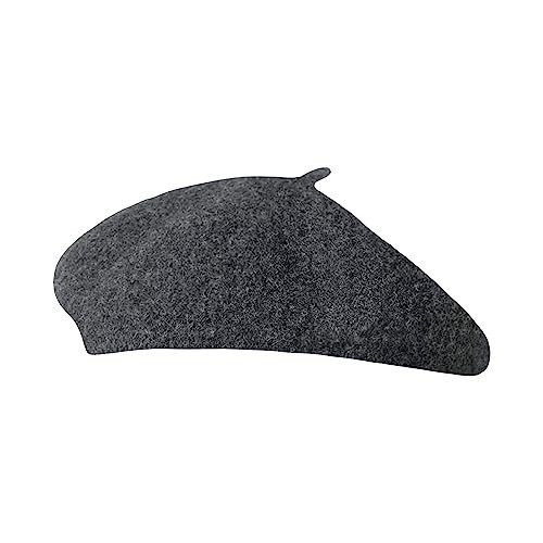 Gllutt Women Wool Beret Hat French Style Solid Color (Melange Gray) | Amazon (US)