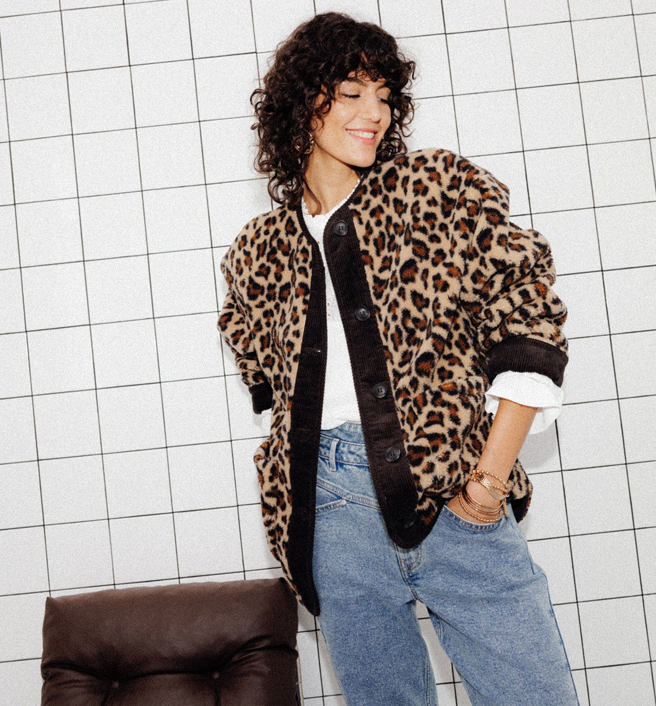 Veste en moumoute léopard - Imprimé multicolore | Promod (FR)
