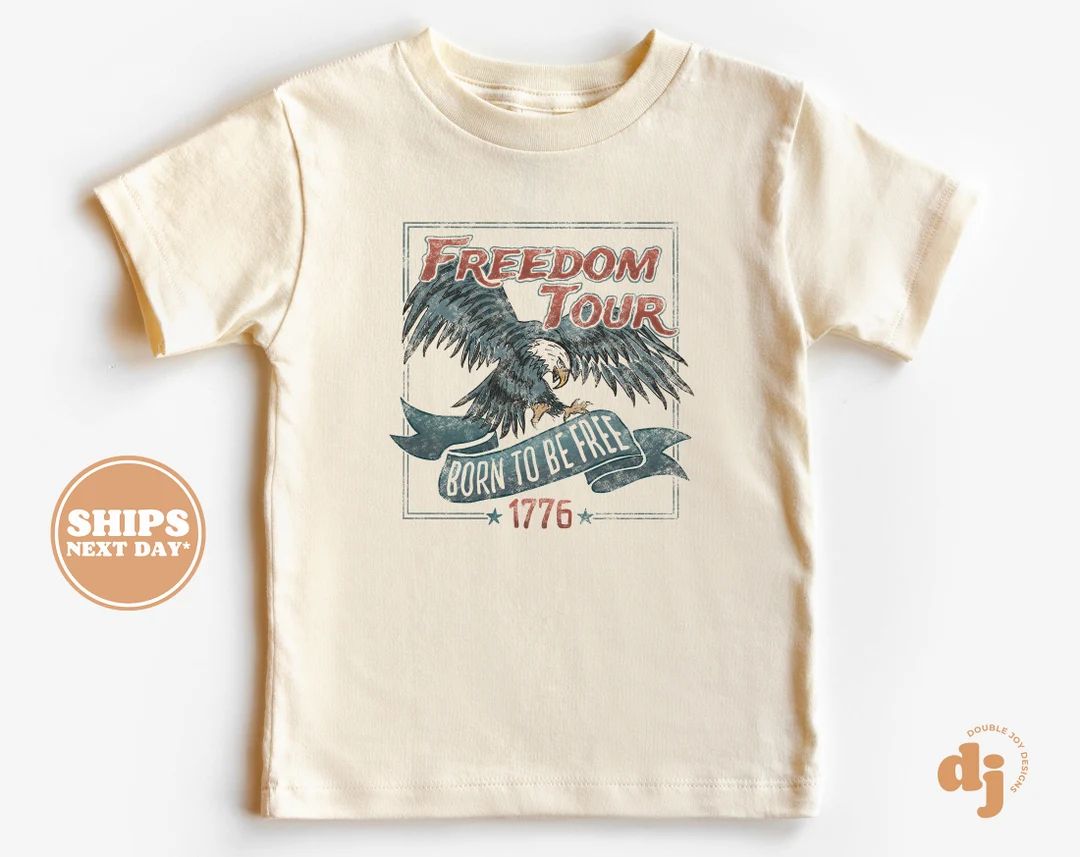 Toddler T-shirt - Freedom Tour 1776 4th of July Memorial Day Kids TShirt - Retro Natural Infant, ... | Etsy (US)