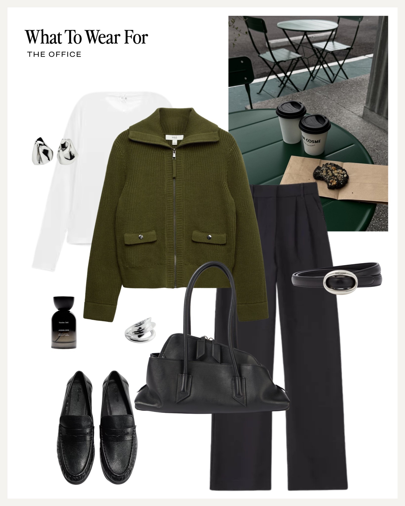 The office 💻 

Marks & Spencer / Green cardigan / black tailored trousers / loafers / spring outfits / workwear 

#LTKuk #LTKspring #LTKworkwear